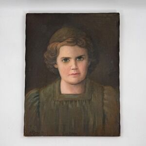 1943 Vintage Oil Portrait "Irish Colleen" Signed A.B. Damon WWII Era